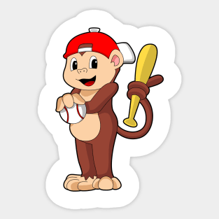 Monkey at Baseball with Baseball bat Sticker